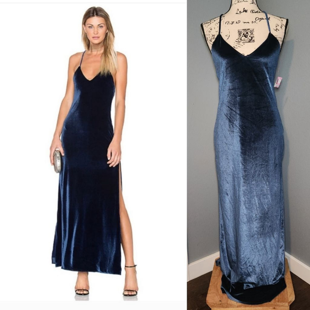 Revolve NBD In The Deep Blue Velvet Maxi Dress